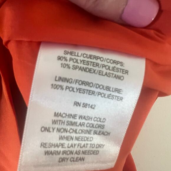 Maggy London Orange SS Side Tie Drape Sheath Dress US Size 8 - Picture 5 of 16